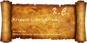 Kruppa Cipriána névjegykártya